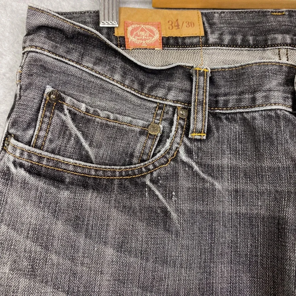 Y2K Gap 1969 Jeans Mens 34x30 Grey Low Rise Boot Fit Japanese Denim Button Fly - Picture 5 of 16